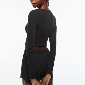 TNA Black Long Sleeve Ribbed Top